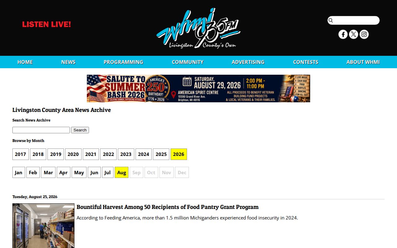 WHMI regional news archive covering Ingham County public-safety stories