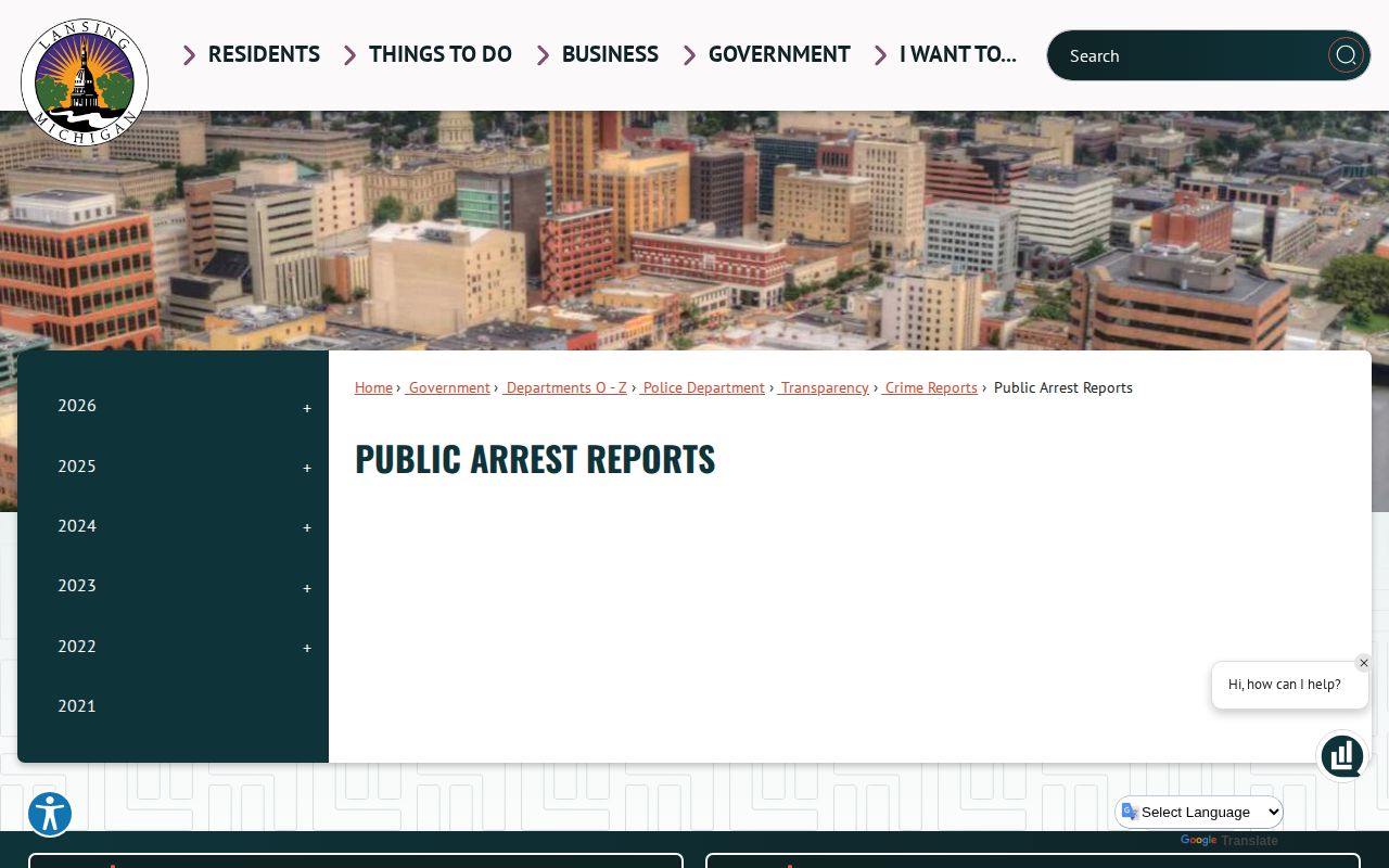 Lansing Police public arrest reports archive